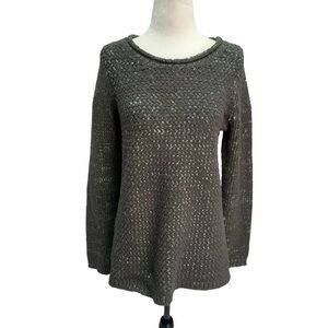 Anna Scott Green Knit Round Neck Sheer Back Panel Sweater Size S